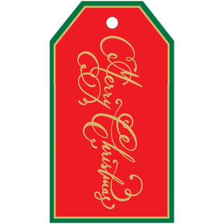 Caspari Merry Christmas Calligraphy Foil Hang Tags - includes 4 Hang Tags HT066