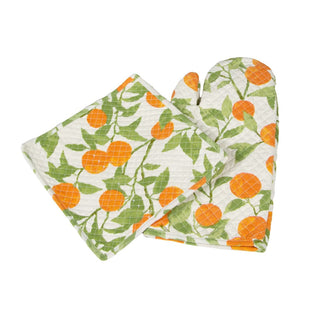 Caspari Orange Grove Oven Mitts And Pot Holders Set - 1 Piece Of Each OMPH010A