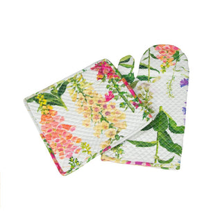 Caspari Foxgloves Oven Mitts And Pot Holders Set - 1 Piece Of Each OMPH011A