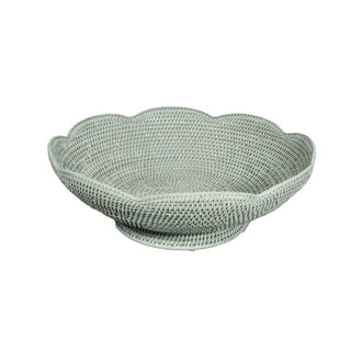 Caspari Rattan Scalloped Large Bowl in Green - 5.5"H x 16" Diameter TK-TB-002SC/G