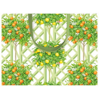 Caspari Citrus Topiaries Small Gift Bag in White - 1 Each 10025B1