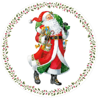 Caspari Jolly St. Nick Round Paper Placemats - 12 Per Package 1109PPRND