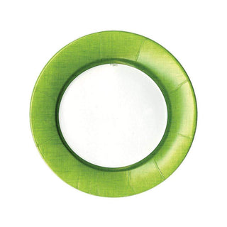 Caspari Linen Border Paper Salad & Dessert Plates in Moss Green - 8 Per Package 11371SP