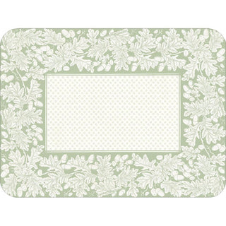 Caspari Oak Leaves & Acorns Rectangle Paper Placemats in Sage Green/Ivory - 12 Per Package 1203PPREC
