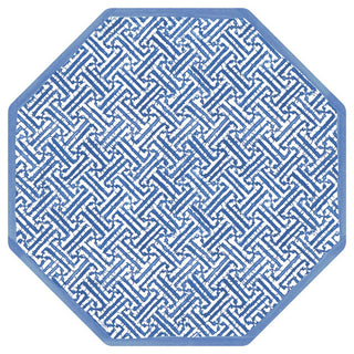 Caspari Fretwork Octagonal Paper Placemats in Blue - 12 Per Package 1301PPOCT