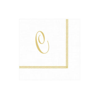 Caspari Hemstitch Script Single Initial Paper Cocktail Napkins - 20 Per Package C 14600C.C