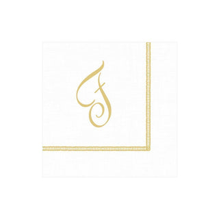 Caspari Hemstitch Script Single Initial Paper Cocktail Napkins - 20 Per Package F 14600C.F