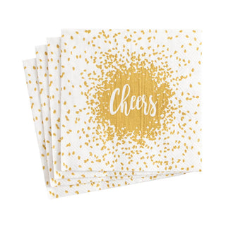 Caspari Cheers Paper Cocktail Napkins in Gold - 20 Per Package 14880C