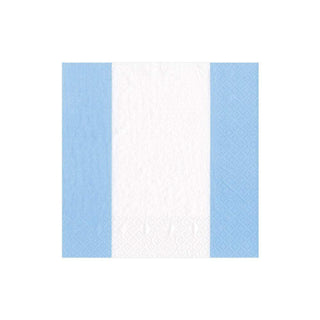 Caspari Bandol Stripe Paper Cocktail Napkins in Light Blue - 20 Per Package 15355C