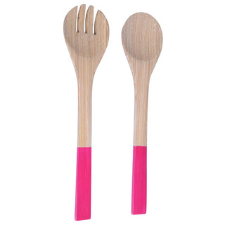 Albert L Punkt Lacquered Bamboo Salad Servers in Fuchsia - 1 Pair 15673