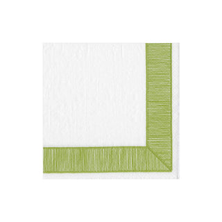 Caspari Ribbon Border Paper Cocktail Napkins in Green - 20 Per Package 15962C