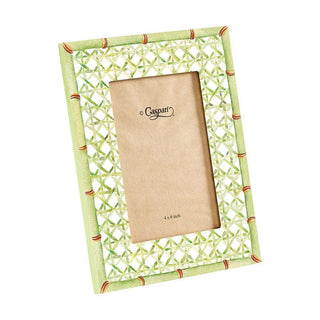 Caspari Trellis Lacquer 4" x 6" Picture Frame in Green - 1 Each 16071LQFRM4X6