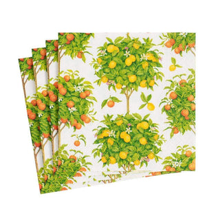 Caspari Citrus Topiaries Boxed Paper Cocktail Napkins in White - 40 Per Box 16380B