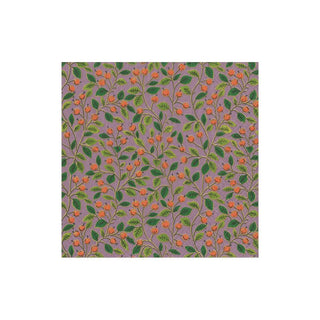 Caspari Berries and Leaves Paper Cocktail Napkins in Soft Plum - 20 Per Package 16701C