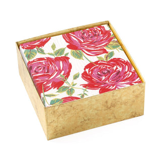 Caspari Bella Rosa Boxed Paper Cocktail Napkins in Red - 40 Per Box 16930B