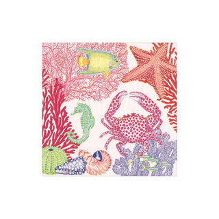 Caspari Under the Sea Paper Cocktail Napkins - 20 Per Package 17060C