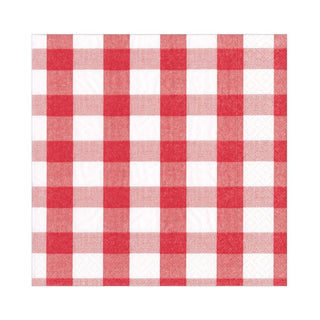 Caspari Gingham Paper Luncheon Napkins in Red - 20 Per Package 17071L