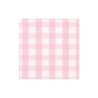 Caspari Gingham Paper Cocktail Napkins in Pink - 20 Per Package 17073C