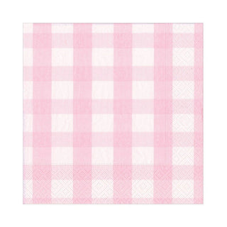 Caspari Gingham Paper Luncheon Napkins in Pink - 20 Per Package 17073L