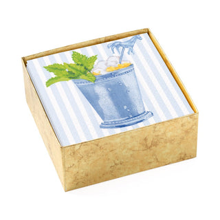 Caspari Mint Julep Boxed Paper Cocktail Napkins in Blue - 40 Per Box 17100B