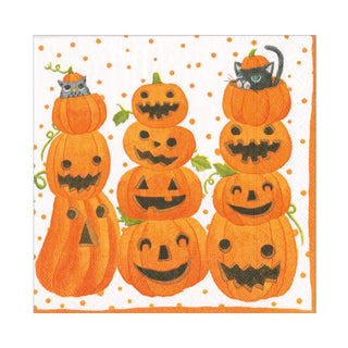Caspari Jack O'lanterns Paper Luncheon Napkins - 20 Per Package 17120L
