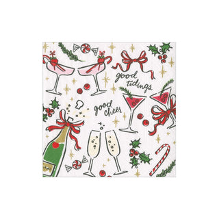 Caspari Let's Be Merry Paper Cocktail Napkins - 20 Per Package 17270C