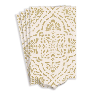 Caspari Annika Die-Cut Paper Linen Guest Towel Napkins in Ivory & Gold - 12 Per Package 17301GGDC