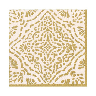 Caspari Annika Paper Luncheon Napkins in Ivory/Gold - 20 Per Package 17301L