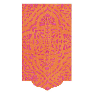 Caspari Annika Paper Linen Guest Towel Napkins in Orange - 12 Per Package 17303GGDC