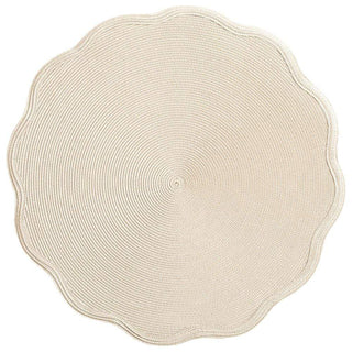 Deborah Rhodes Braided Scallop Edge Round Placemat in Sand & Silver - 1 Each 19444