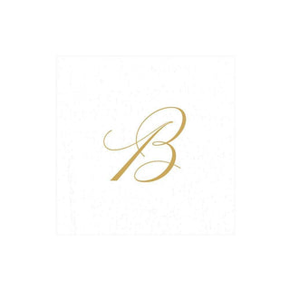 Caspari White Pearl & Gold Paper Linen Single Initial Boxed Cocktail Napkins - 30 Per Box B 2900CG.B