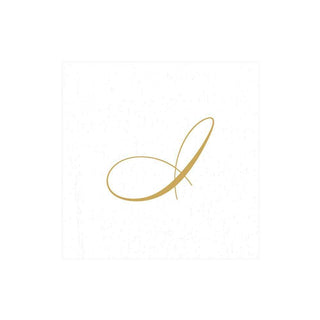 Caspari White Pearl & Gold Paper Linen Single Initial Boxed Cocktail Napkins - 30 Per Box I 2900CG.I