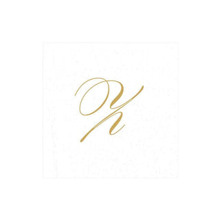 Caspari White Pearl & Gold Paper Linen Single Initial Boxed Cocktail Napkins - 30 Per Box Z 2900CG.Z