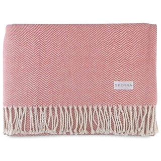 Sferra Celine Herringbone Throw in Salmon 30576