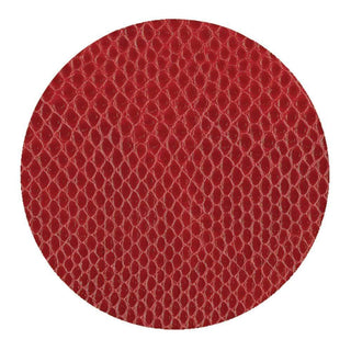 Caspari Round Snakeskin Felt-Backed Coasters in Crimson - 8 Per Box 4007CR