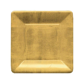 Caspari Gold Leaf Square Paper Salad & Dessert Plates - 8 Per Package 5810SP