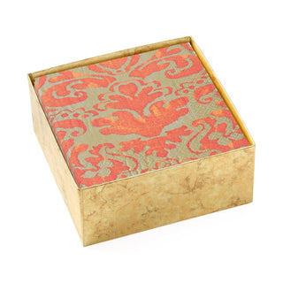 Caspari Palazzo Paper Cocktail Napkins in Coral - 40 Per Box 7969B