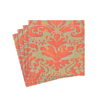 Caspari Palazzo Paper Cocktail Napkins in Coral - 20 Per Package 7969C