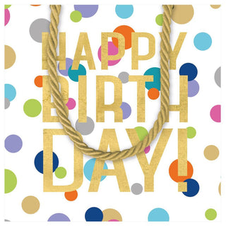 Caspari Happy Birthday Confetti Small Square Gift Bag - 1 Each 9029B1.5