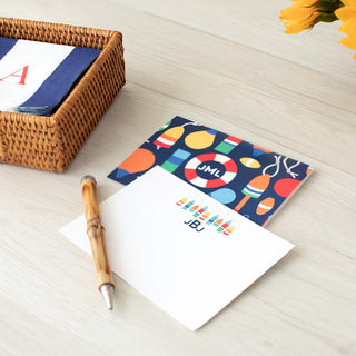 Personalization by Caspari Harbor Buoys Personalized Monogram Correspondence Cards 90688CCUPG