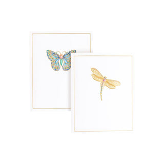 Caspari Jeweled Insects Foil Embossed Assorted Boxed Note Cards - 10 Note Cards & 10 Envelopes 91604.46A