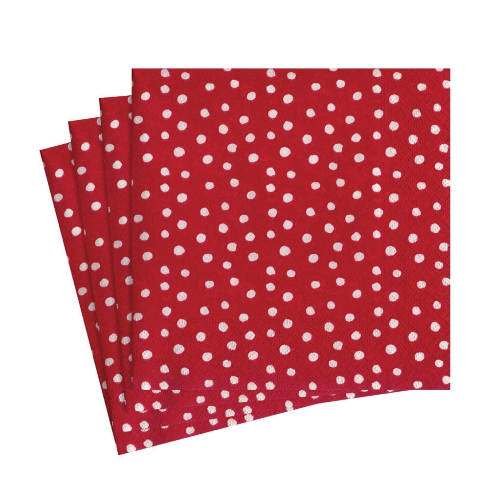 Small Dots Paper Luncheon Napkins in Red 20 Per Package Caspari