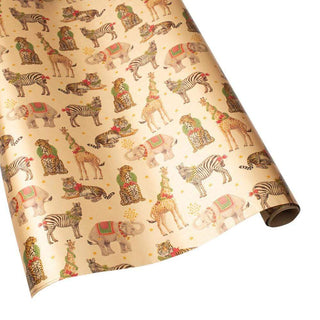 Caspari Wild Christmas Foil Gift Wrapping Paper in Gold - 30" x 6' Roll 9595RCF