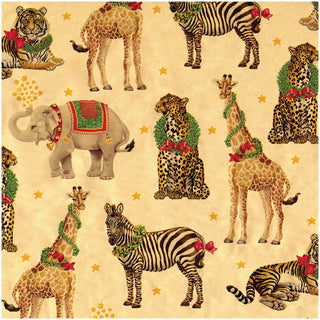 Caspari Wild Christmas Foil Gift Wrapping Paper in Gold - 30" x 6' Roll 9595RCF