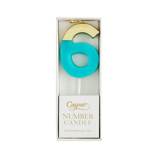 Caspari Number Candle 6 - Turquoise CA916