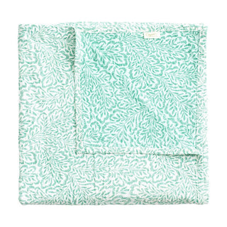 Caspari Reversible Kantha Table Cover in Green Block Print Leaves - 1 Each FTC007