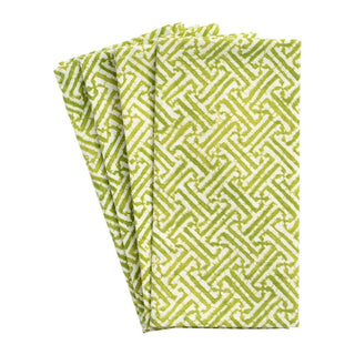 Caspari Fretwork Cloth Dinner Napkins in Green - Set of 4 FTN001B