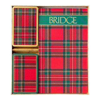 Caspari Plaid Bridge Gift Set - 2 Playing Card Decks & 2 Score Pads GS108
