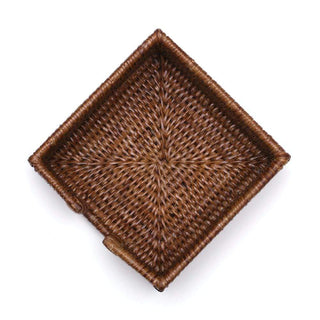 Caspari Rattan Cocktail Napkin Holder in Dark Natural - 1 Each HC01