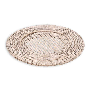 Caspari Rattan Round Plate Charger in White Natural - 1 Each HDP01W